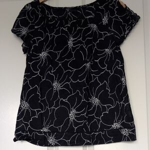 GAP Navy and White Floral Blouse